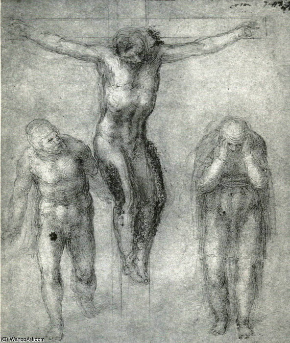 Study For Christ On The Cross With Mourners — Michelangelo Buonarroti
