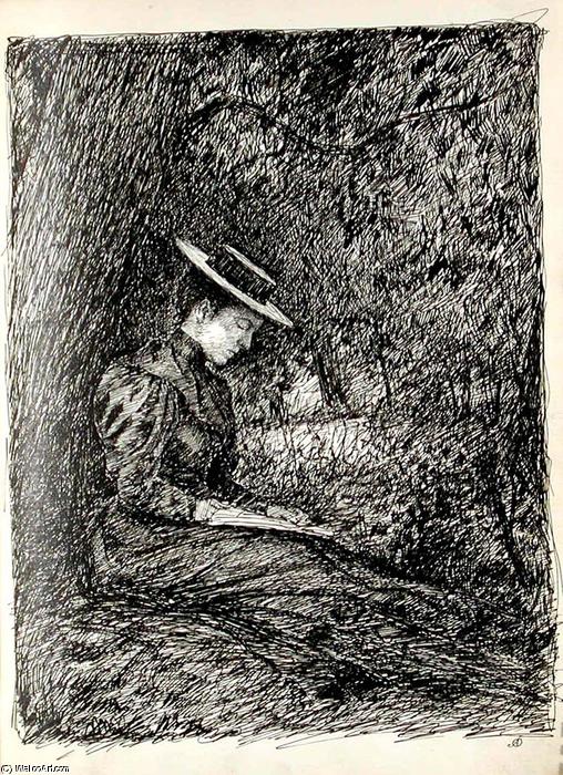 Woman Under Tree Reading — John Ottis Adams