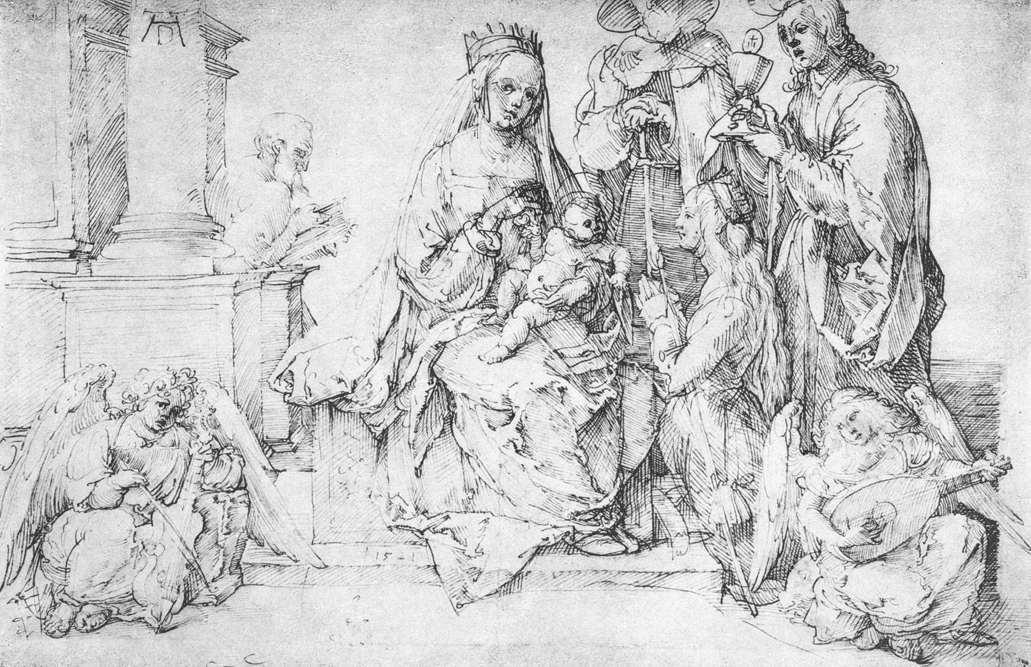 The Virgin With Two Angels And Four Saints — Albrecht Dürer