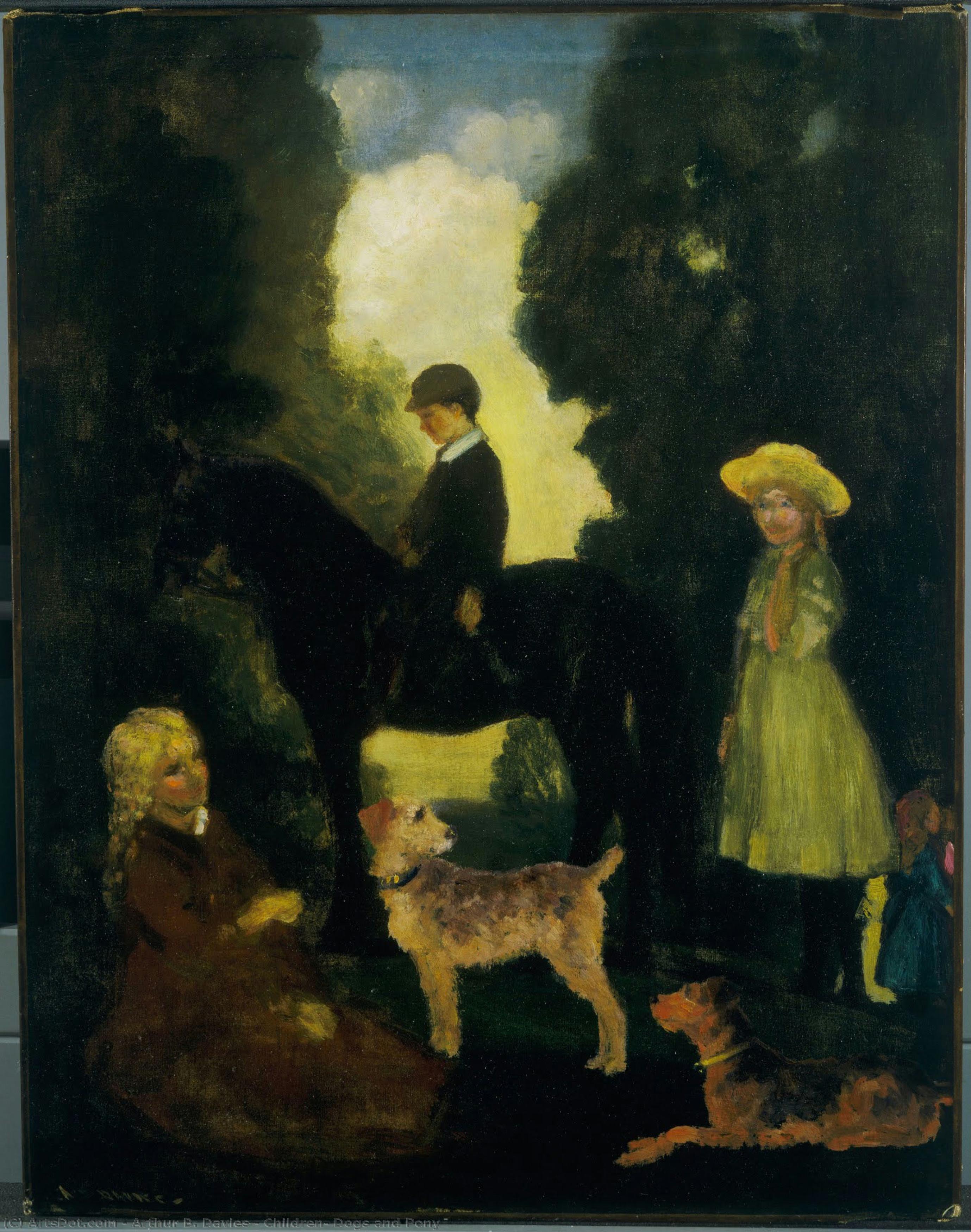 Children, Dogs And Pony — Arthur B. Davies