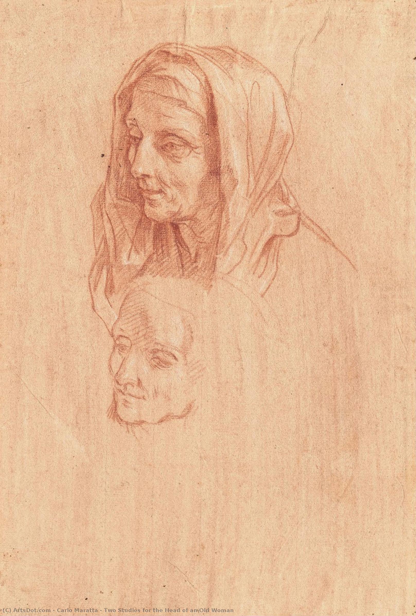 Two Studies For The Head Of An Old Woman — Carlo Maratta