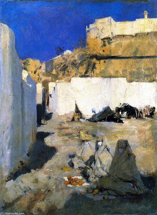 Moroccan Fortress, With Three Women In The Foreground (also Known As Bedouin Women) — John Singer Sargent