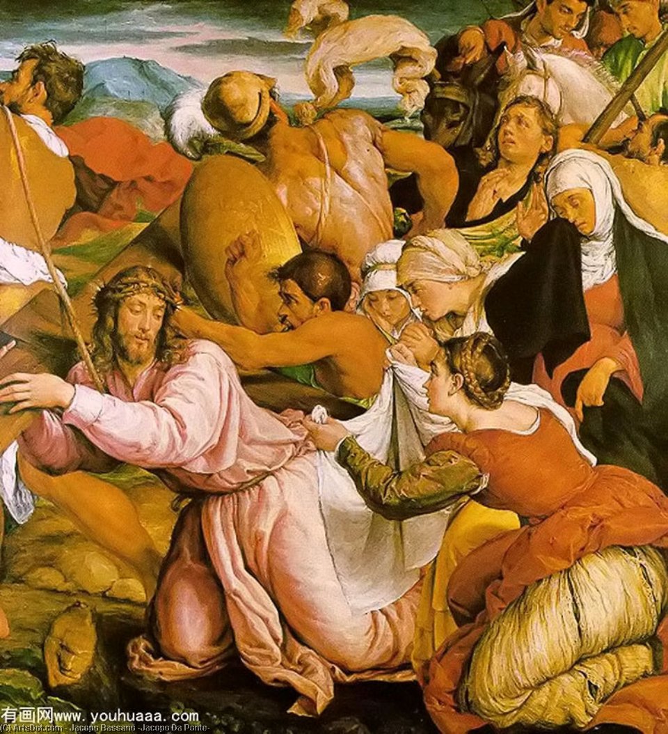 The Procession To Calvary - Oil On Canvas - — Jacopo Bassano (jacopo Da Ponte)