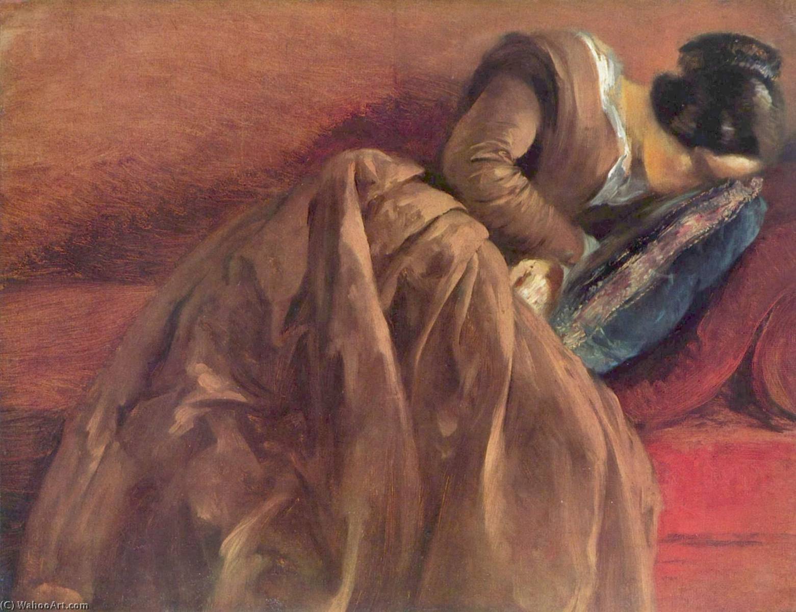 Deutsch Menzels Schwester Emilie Im Schlaf English Menzel's Sister Emilie, Sleeping — Adolph Von Menzel