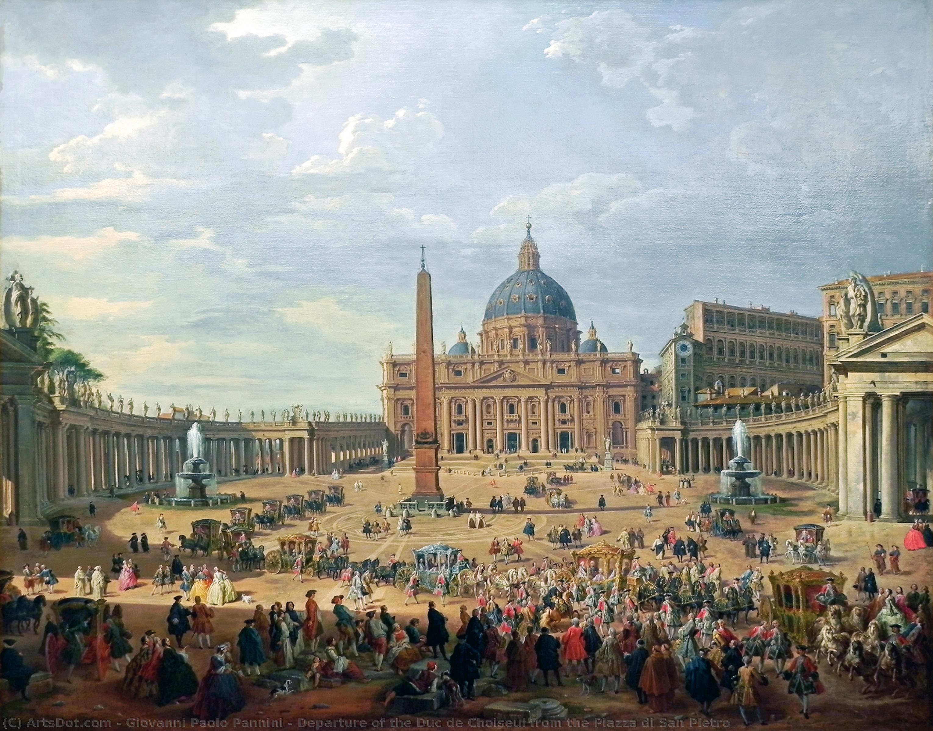Departure Of The Duc De Choiseul From The Piazza Di San Pietro — Giovanni Paolo Panini