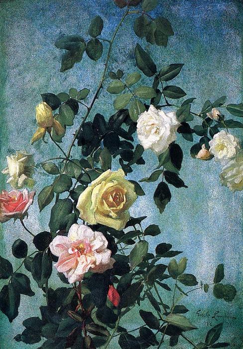 Pink, Yellow And White Roses — George Cochran Lambdin
