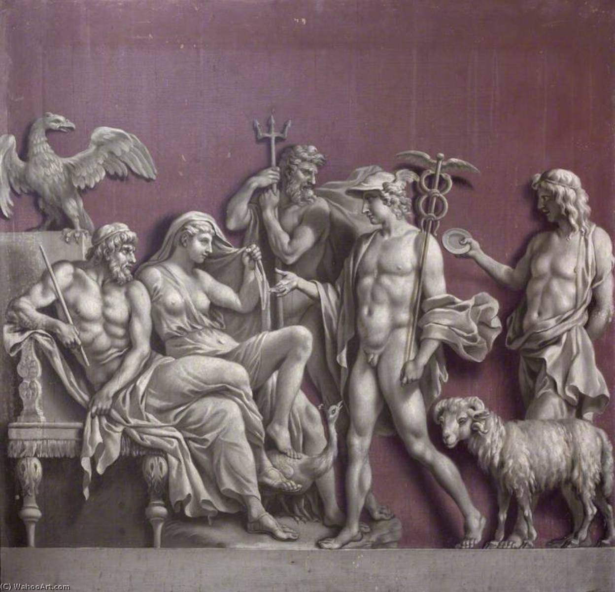 Mercury Delivering A Message To Jupiter And Juno, With Neptune In Attendance (from An Antique Relief In The Museo Angelonio) — Francis Hayman