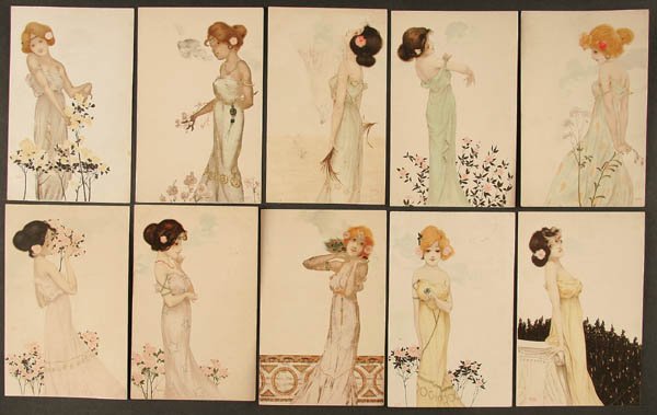 Girls With Flowers At Feet — Raphael Kirchner