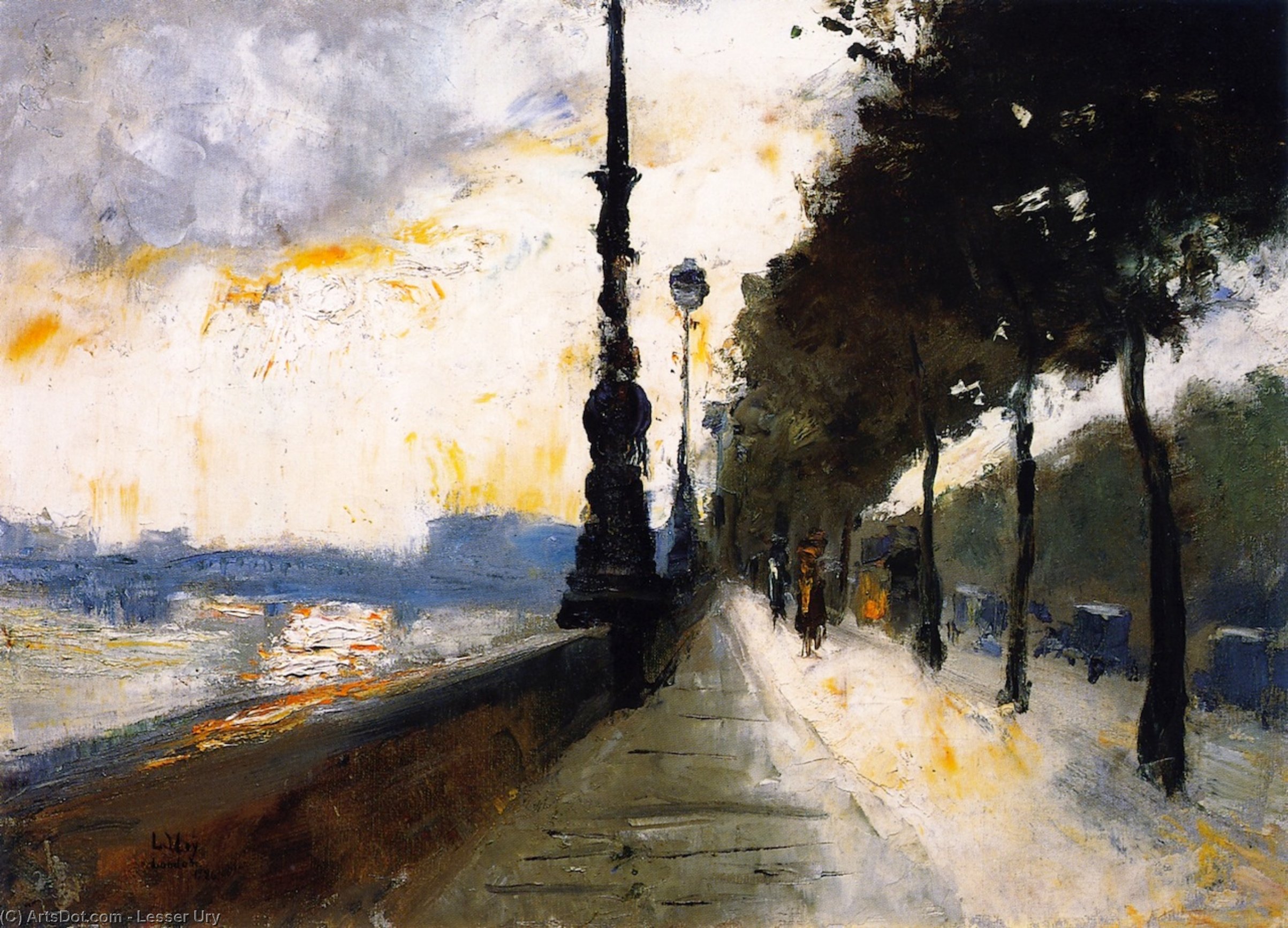 Waterloo Bridge Emerging In The Sunlight — Lesser Ury