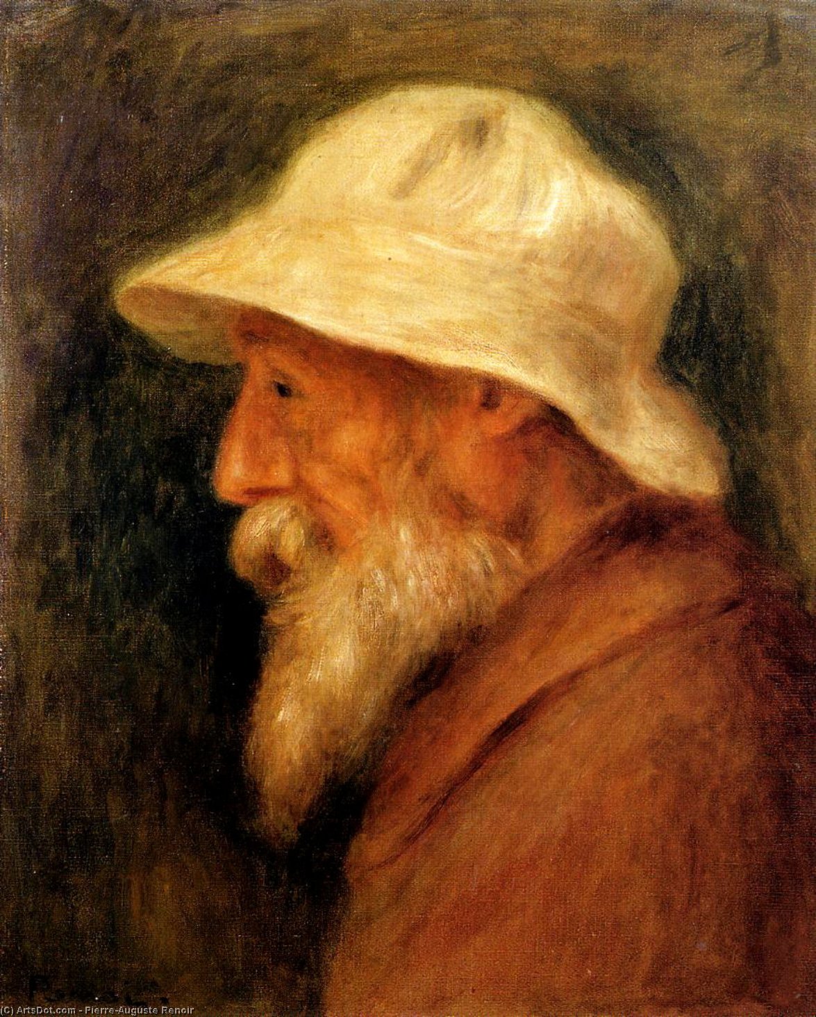 Self-portrait With A White Hat — Pierre-auguste Renoir