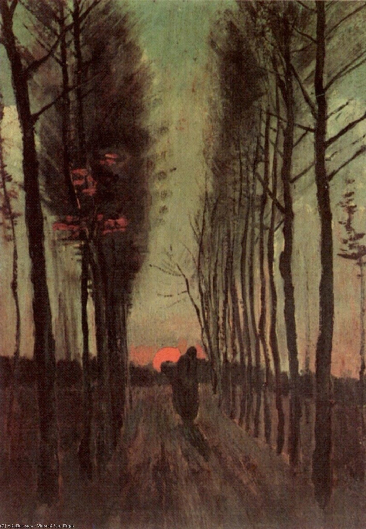 Avenue Of Poplars At Sunset — Vincent Willem Van Gogh