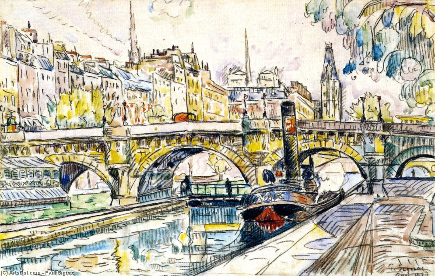 Tugboat At The Pont Neuf, Paris — Paul Signac