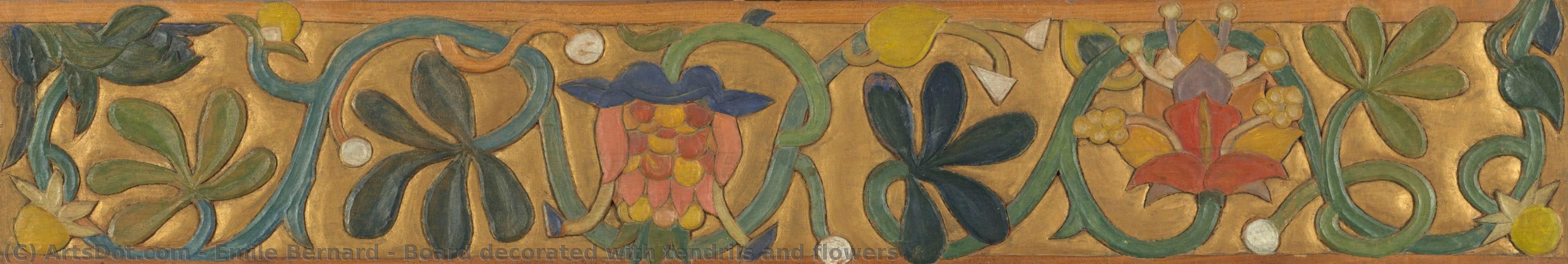 Board Decorated With Tendrils And Flowers — Émile Bernard