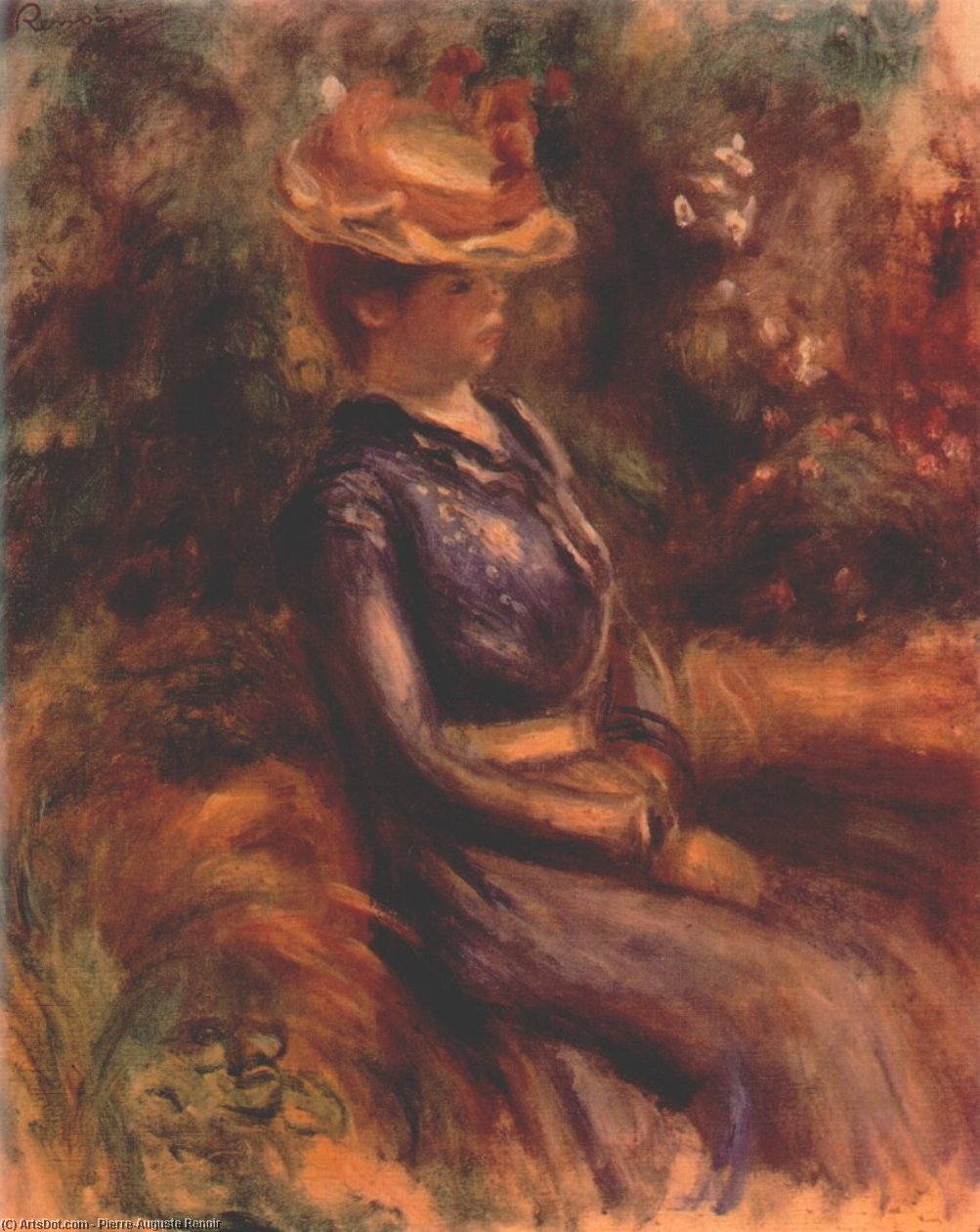 Girl Wearing A Straw Hat — Pierre-auguste Renoir