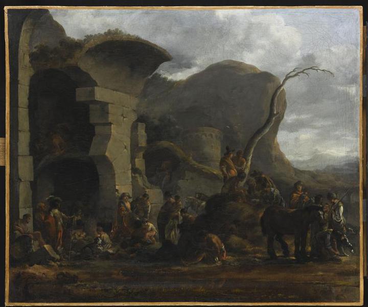 Voyageurs Sous Des Ruines, Dit Autrefois Halte De Bohémiens — Sébastien Bourdon