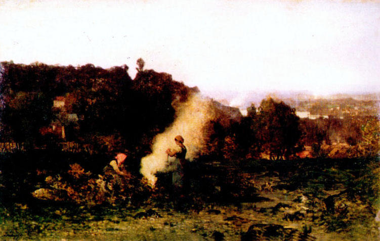Wood-fire In The Country — Charles-françois Daubigny