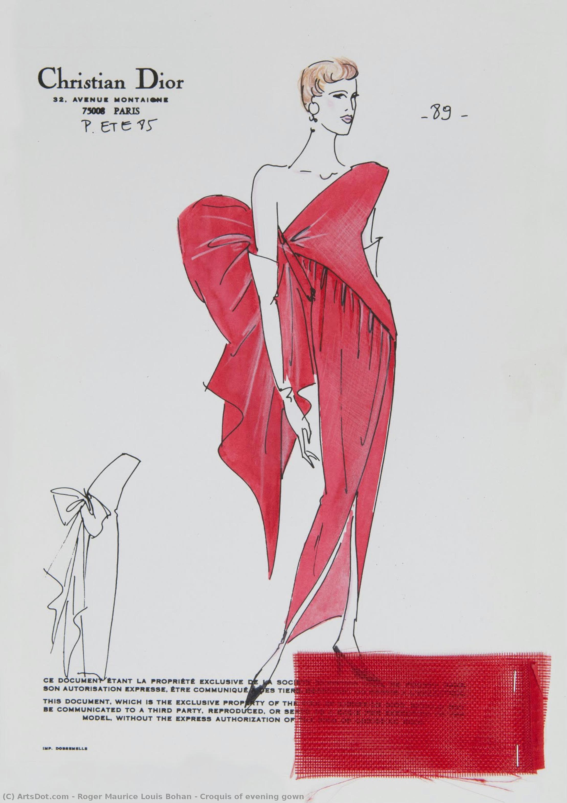Croquis Of Evening Gown — Roger Maurice Louis Bohan