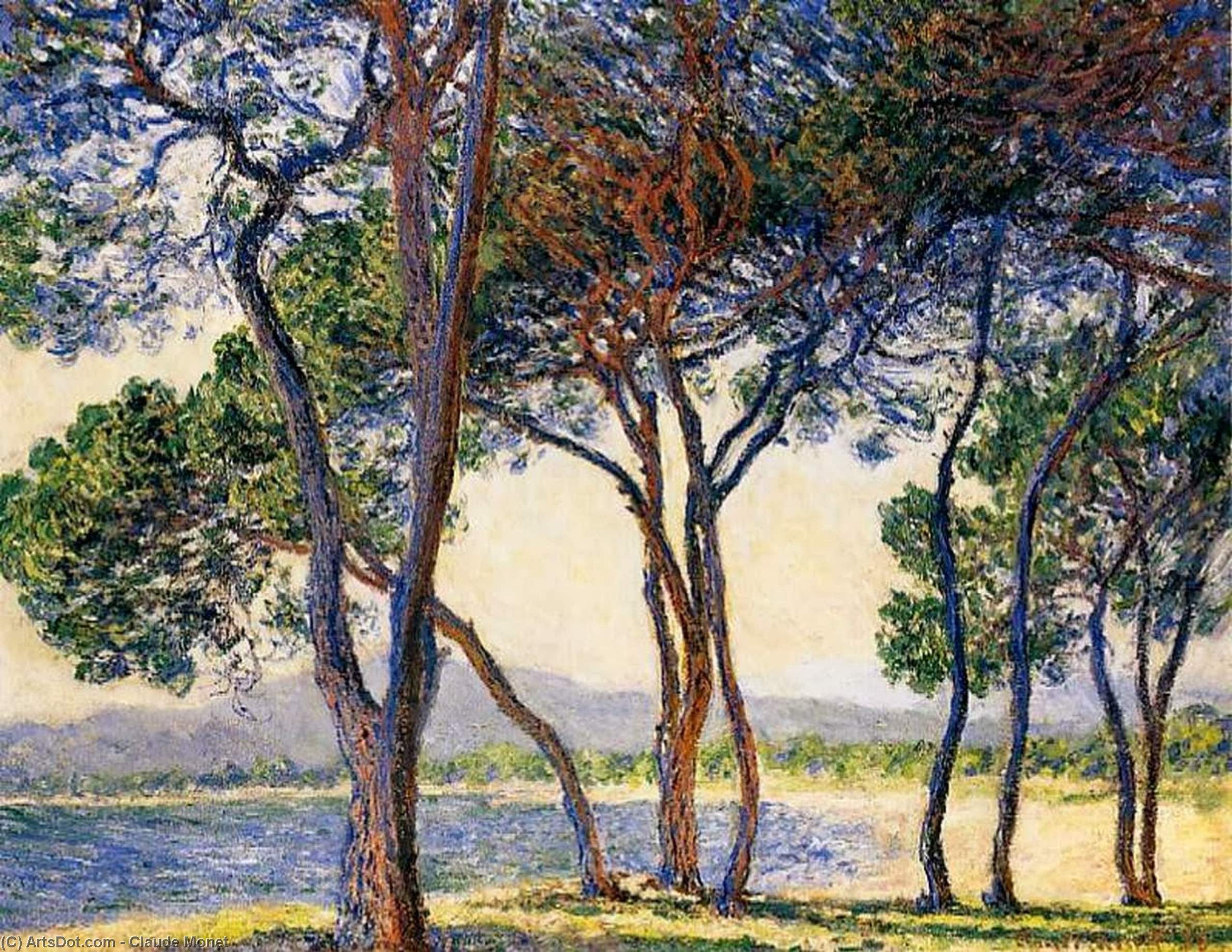 Trees By The Seashore At Antibes — Claude Monet