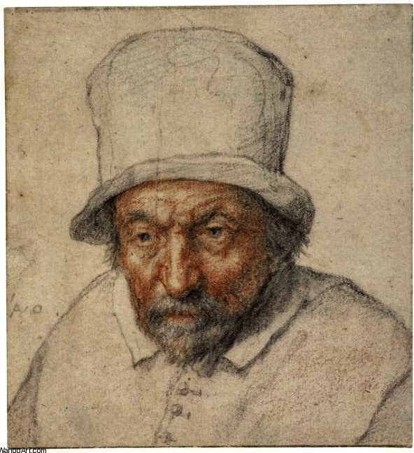 A Study Of A Bearded Man Wearing A Hat — Adriaen Van Ostade