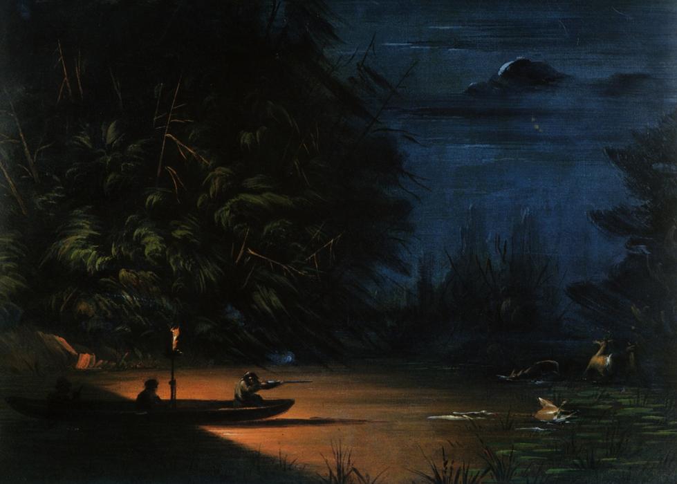 Night Scene Of Deer Shooting — George Catlin