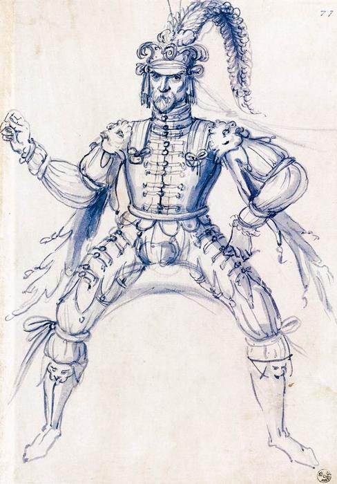 Costume Drawing For A Knight On Horseback — Giuseppe Arcimboldo