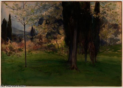 Spring Landscape With Trees — Onorato Carlandi