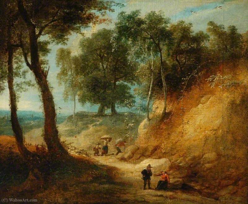 Wooded Landscape With Figures In A Ravine — Lodewijk De Vadder
