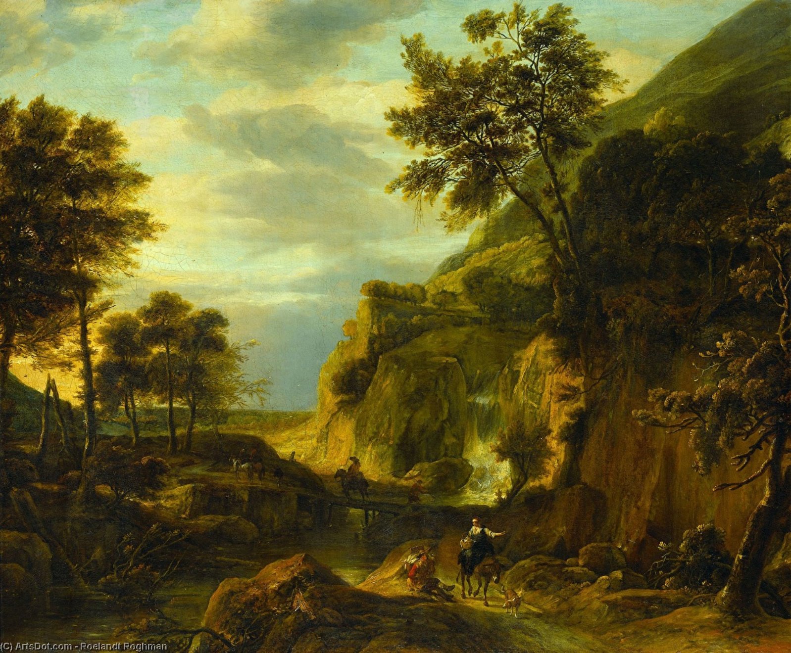 Mountainous Landscape With Waterfall — Roelandt Roghman