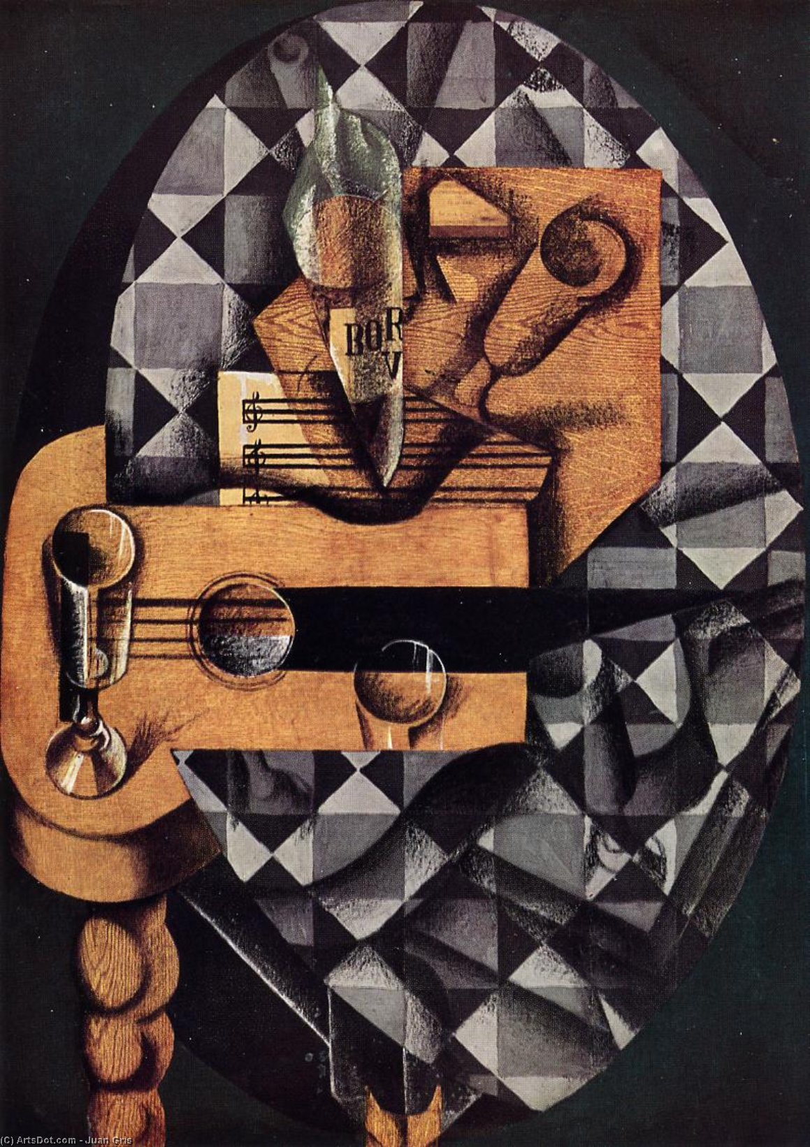 Guitar, Glasses And Bottle — Juan Gris