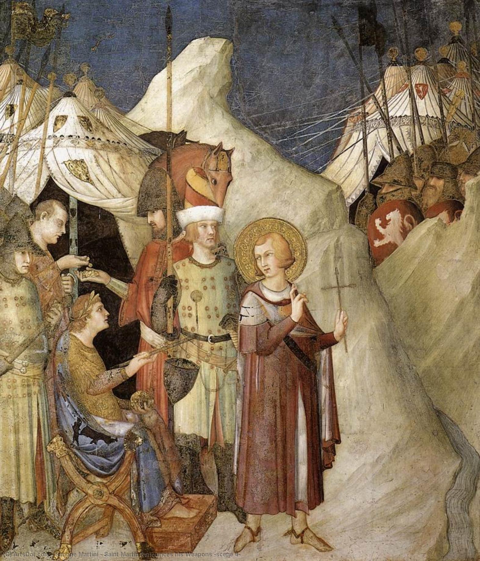 Saint Martin Renounces His Weapons (scene 4) — Simone Martini