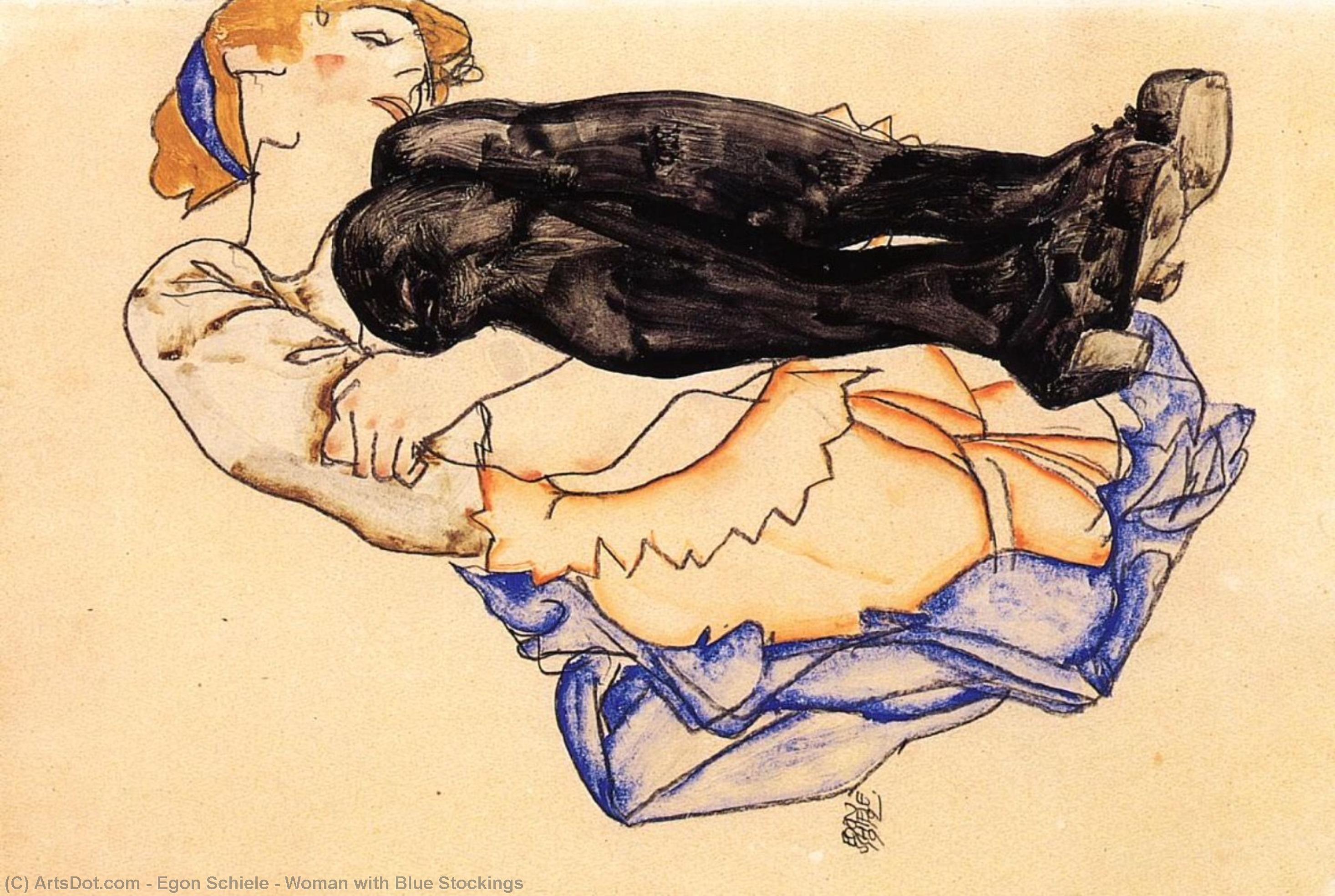 Woman With Blue Stockings — Egon Schiele