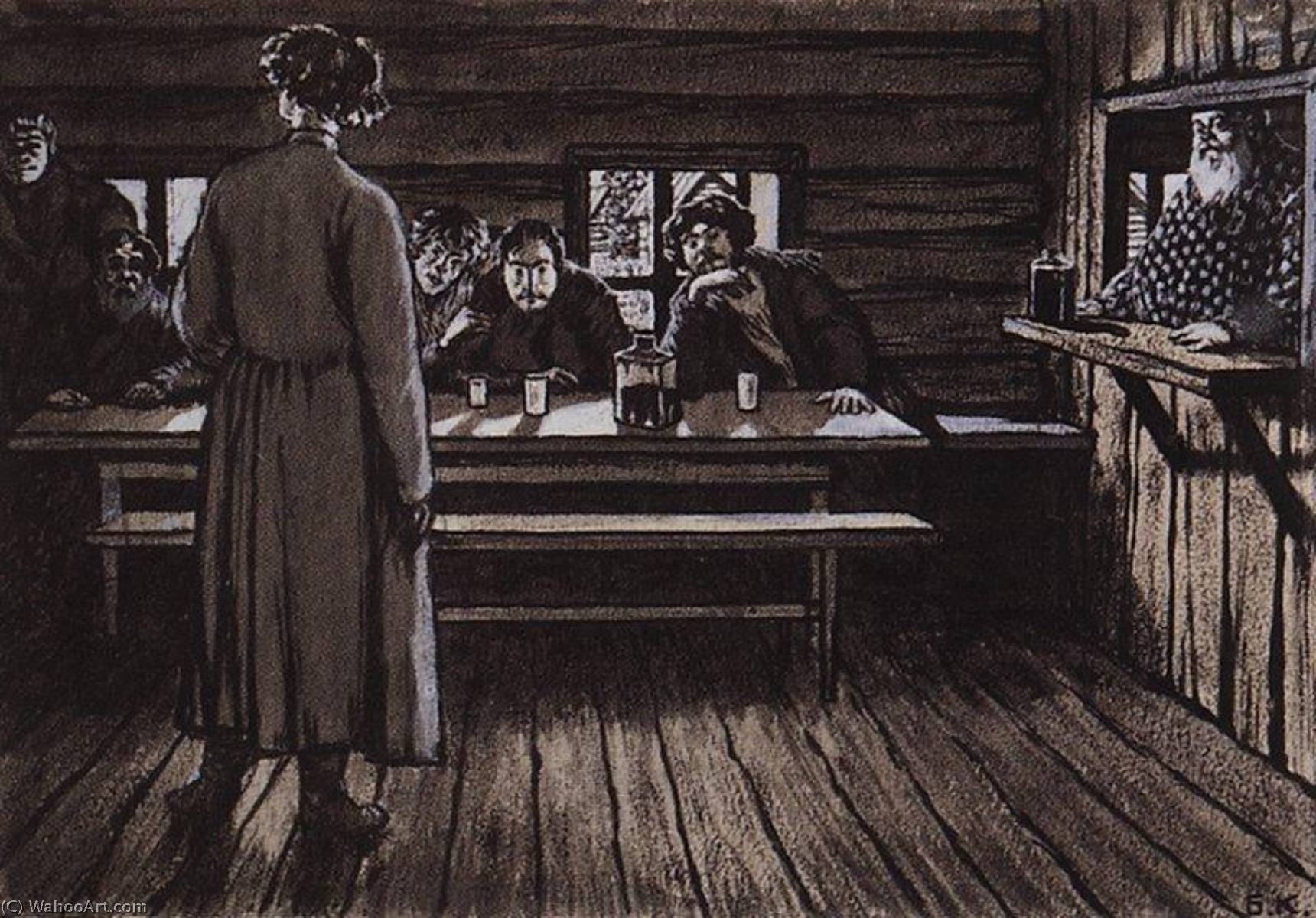 An Illustration For Ivan Turgenev's Story The Singers — Boris Mikhailovich Kustodiev