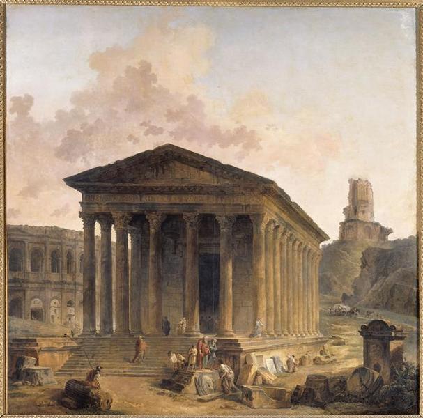 La Maison Carree, Les Arenes Et La Tour Magne A Nimes — Hubert Robert