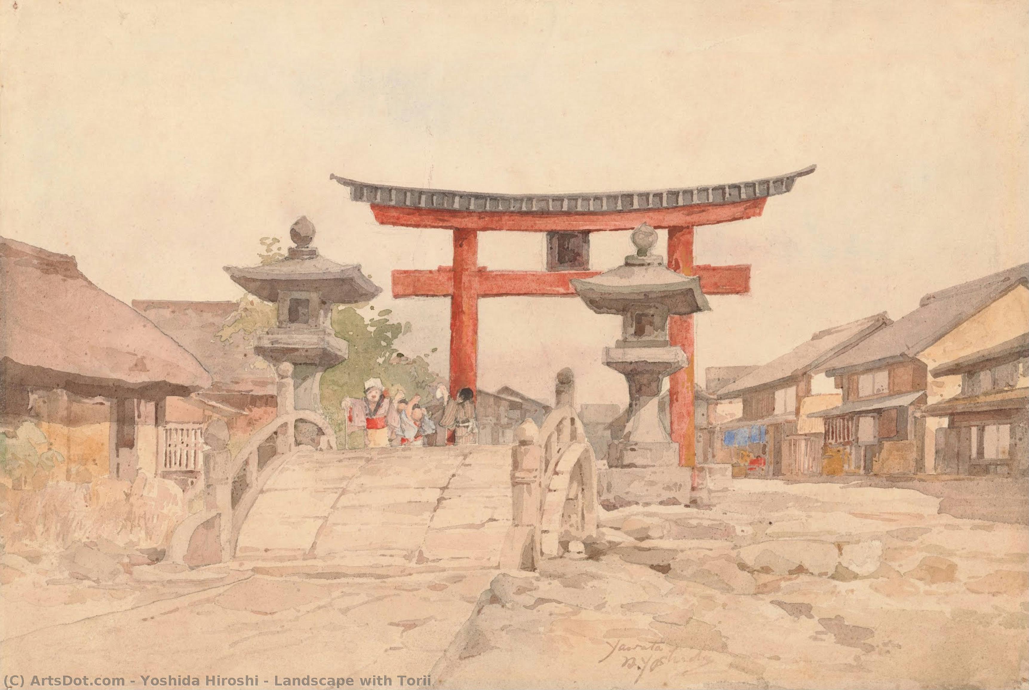 Landscape With Torii — Yoshida Hiroshi