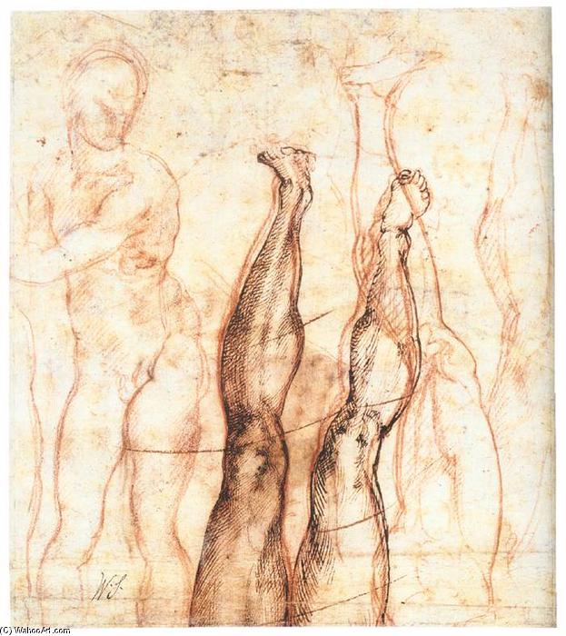 Studies For The Risen Christ (verso) — Michelangelo Buonarroti