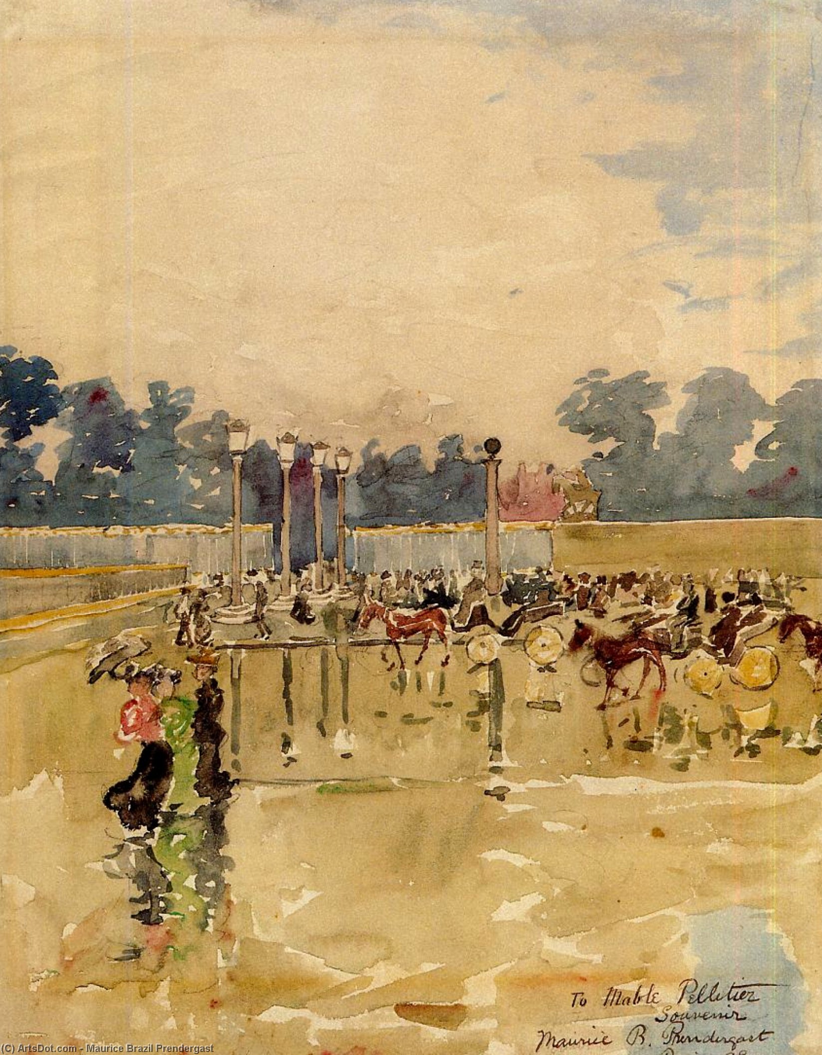Paris Boulevard In The Rain — Maurice Brazil Prendergast