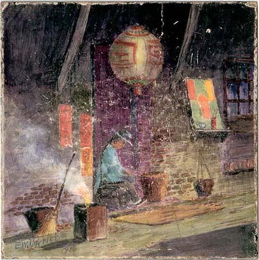 Chinatown Scene, (painting) — Edward Wilson Currier