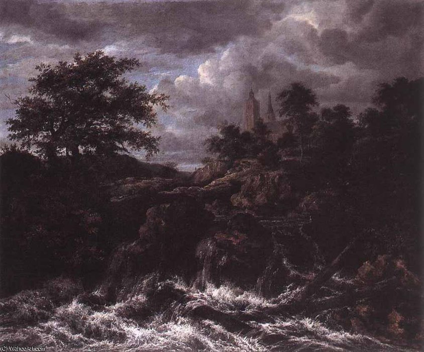 Waterfall By A Church — Jacob Isaackszoon Van Ruisdael