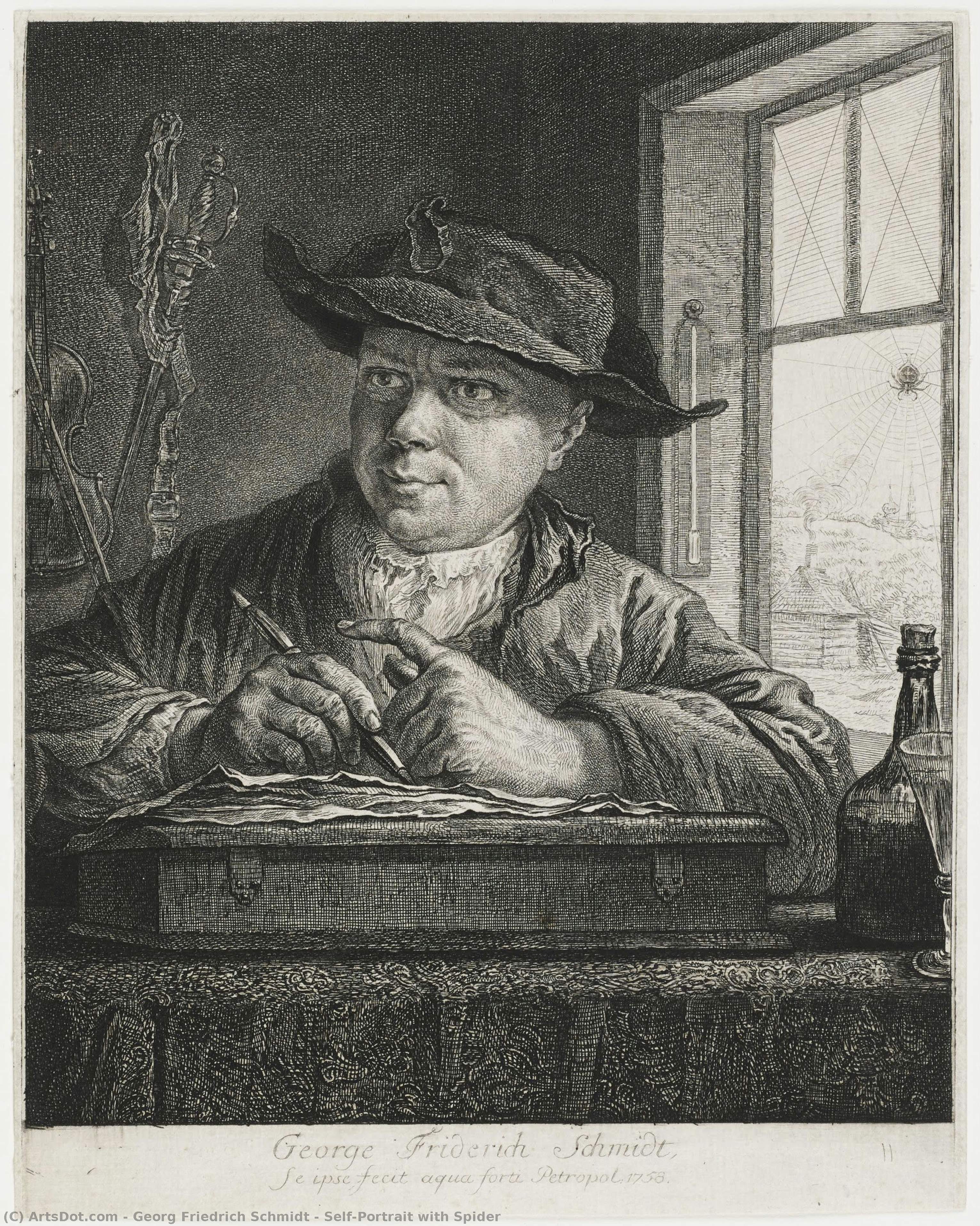 Self-portrait With Spider — Georg Friedrich Schmidt
