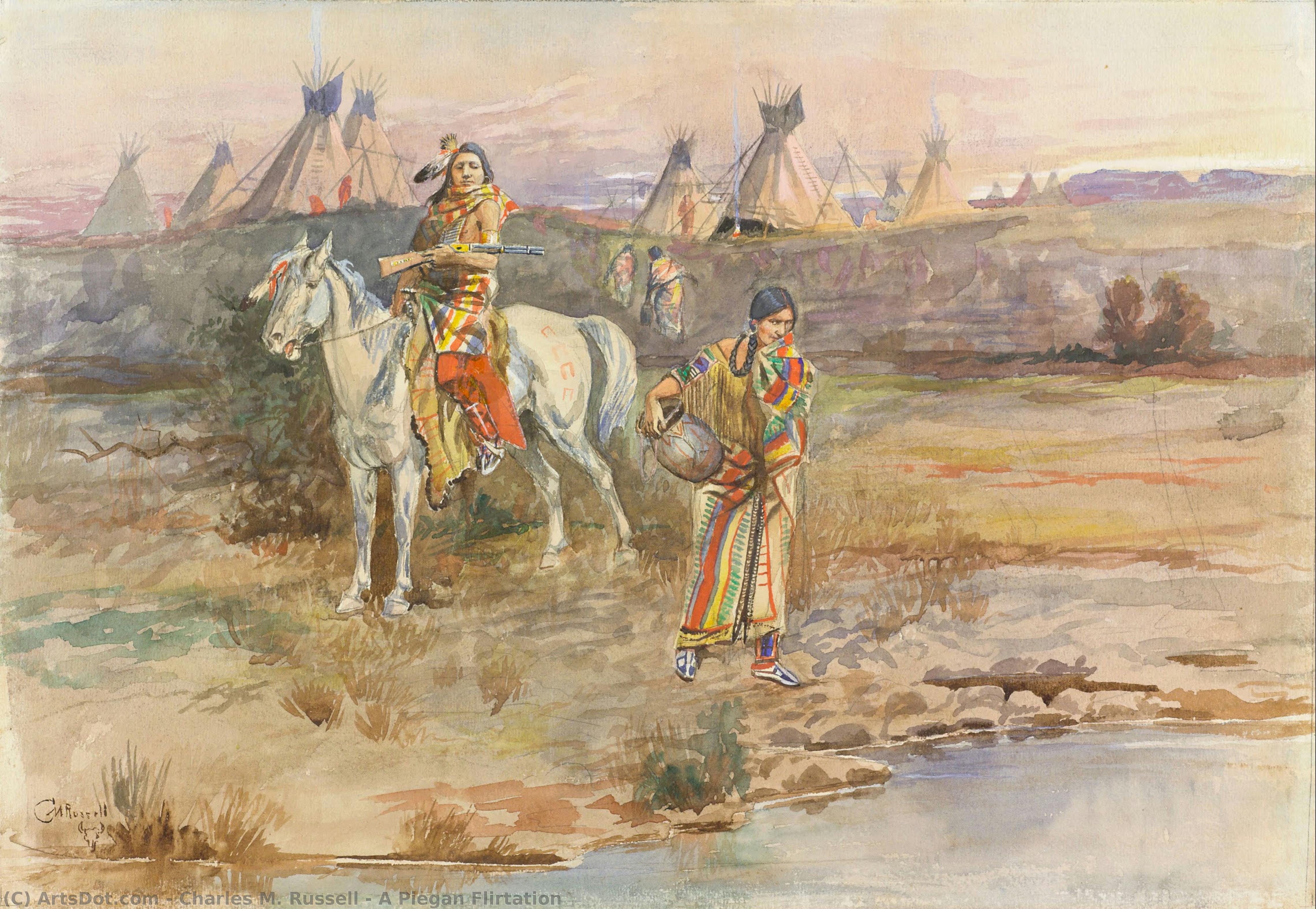 A Piegan Flirtation — Charles Marion Russell