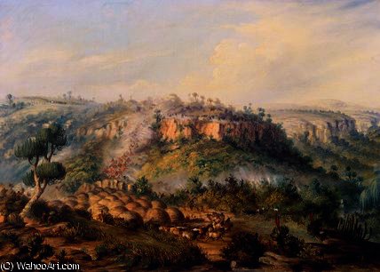 Attack On Stocks Kraall In The Fish River Bush — Thomas Baines