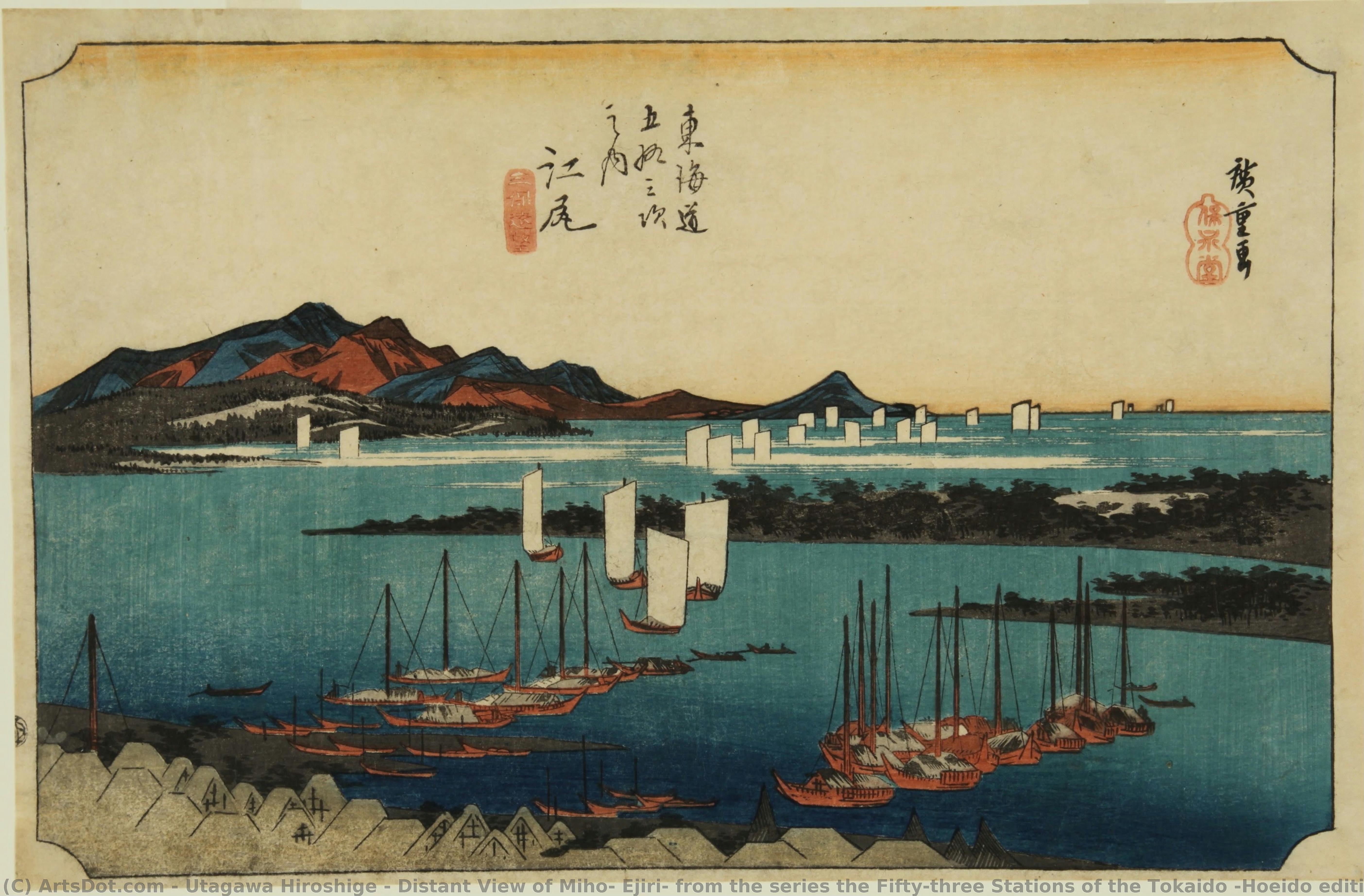 Distant View Of Miho, Ejiri, From The Series The Fifty-three Stations Of The Tokaido (hoeido Edition) — Utagawa Hiroshige