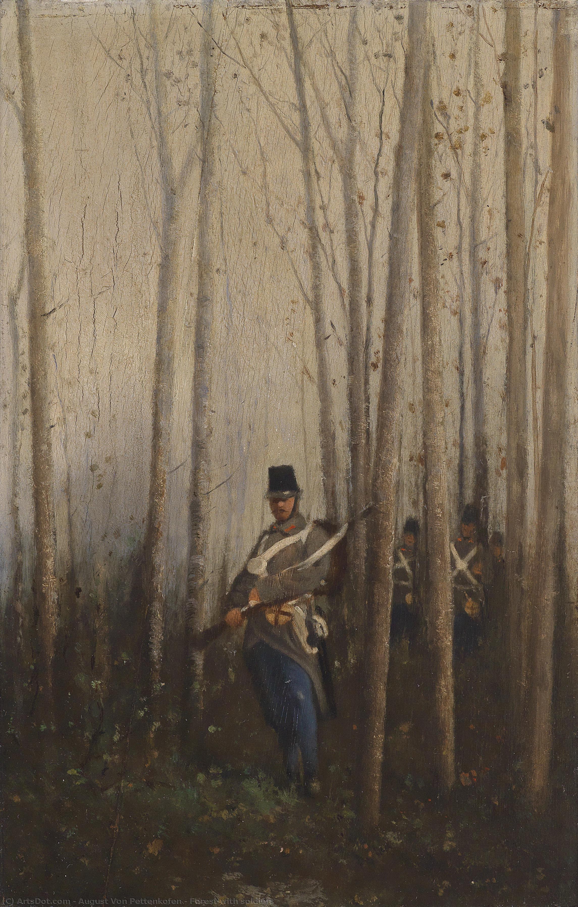 Forest With Soldiers — August Von Pettenkofen