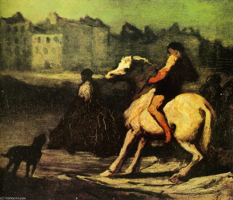 L'abreuvoir, Huile Sur Panneau The Feeding Trough, Oils On Panel — Honoré Daumier