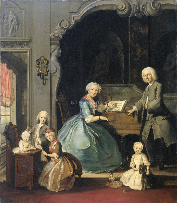 Family Group At A Harpsichord. — Cornelis Troost