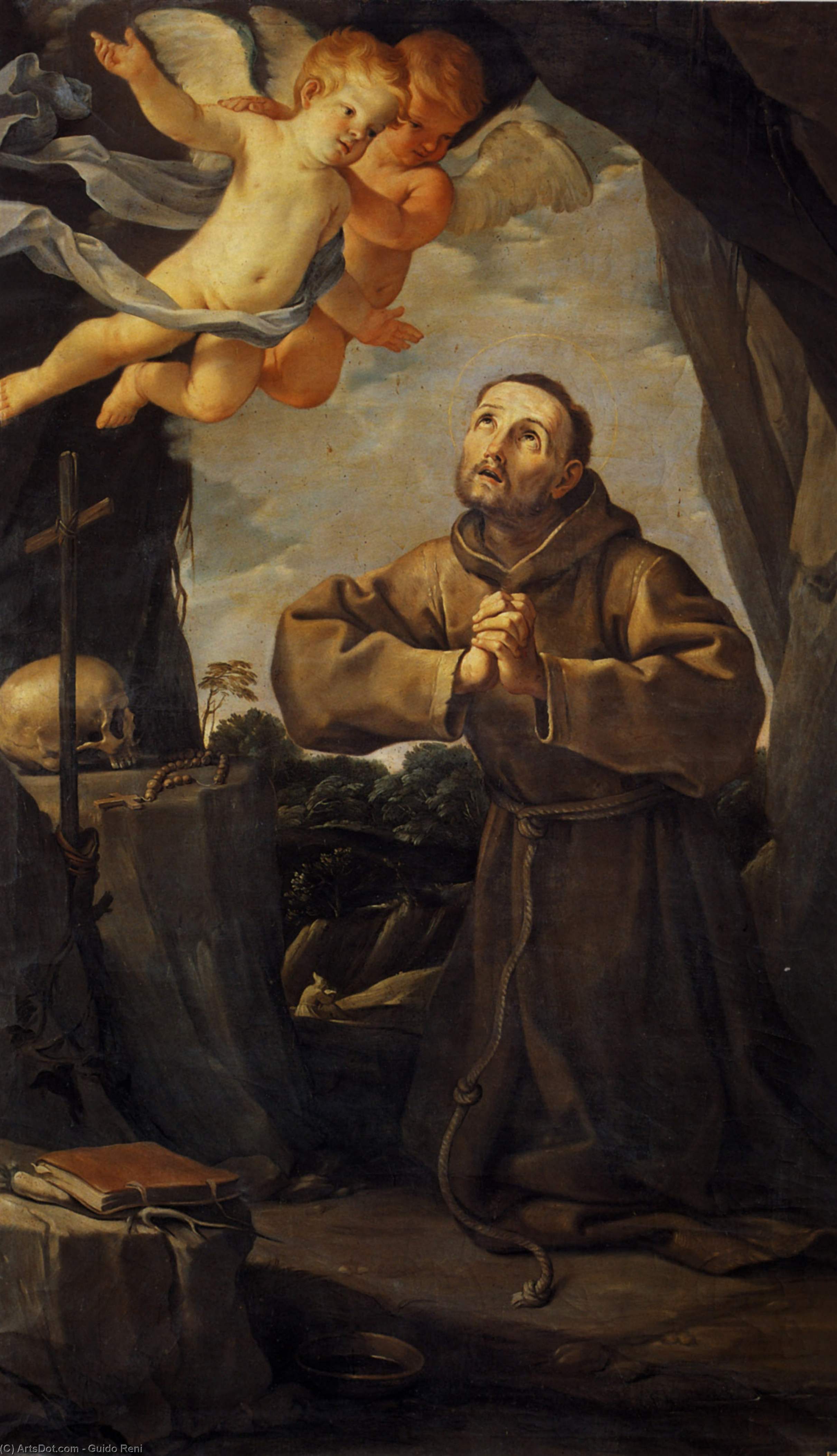 St Francis In Prayer With Two Angels — Reni Guido (le Guide)