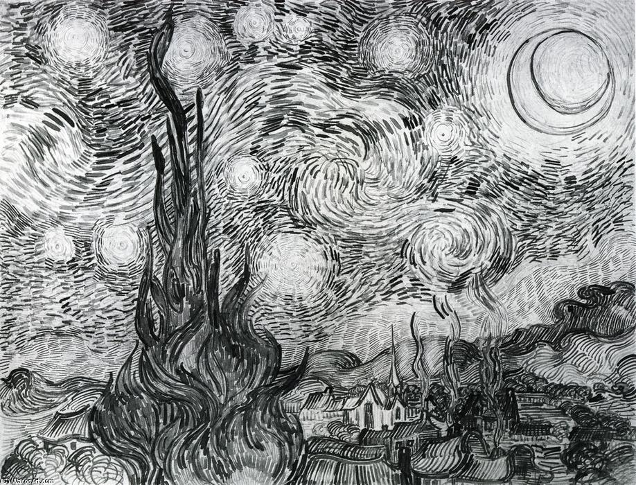 Starry Night (drawing) — Vincent Willem Van Gogh