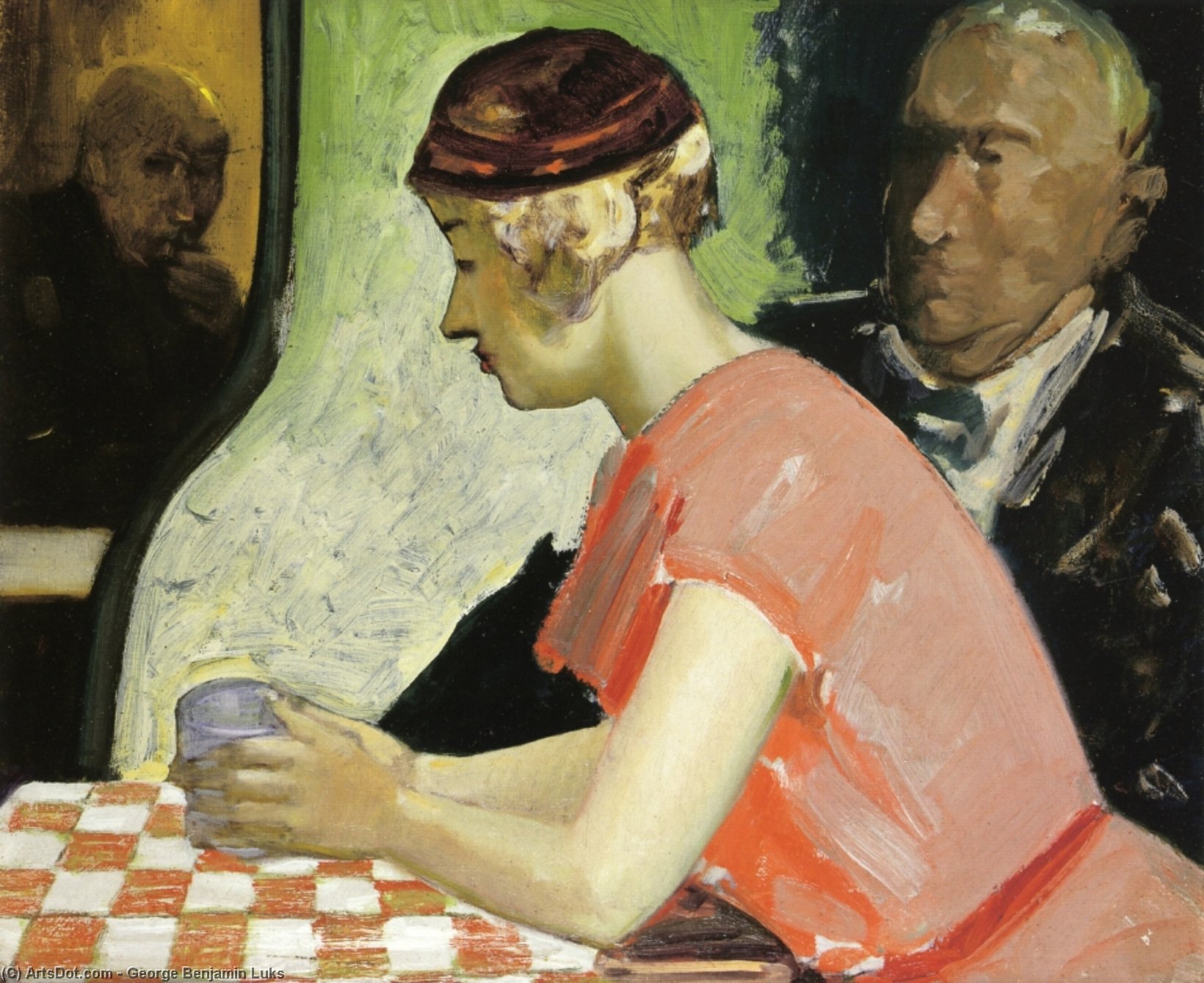 Cafe Scene - A Study Of A Young Woman — George Benjamin Luks