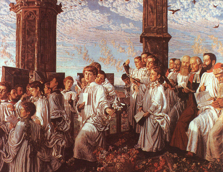 May Morning On Magdalen Tower — William Holman Hunt