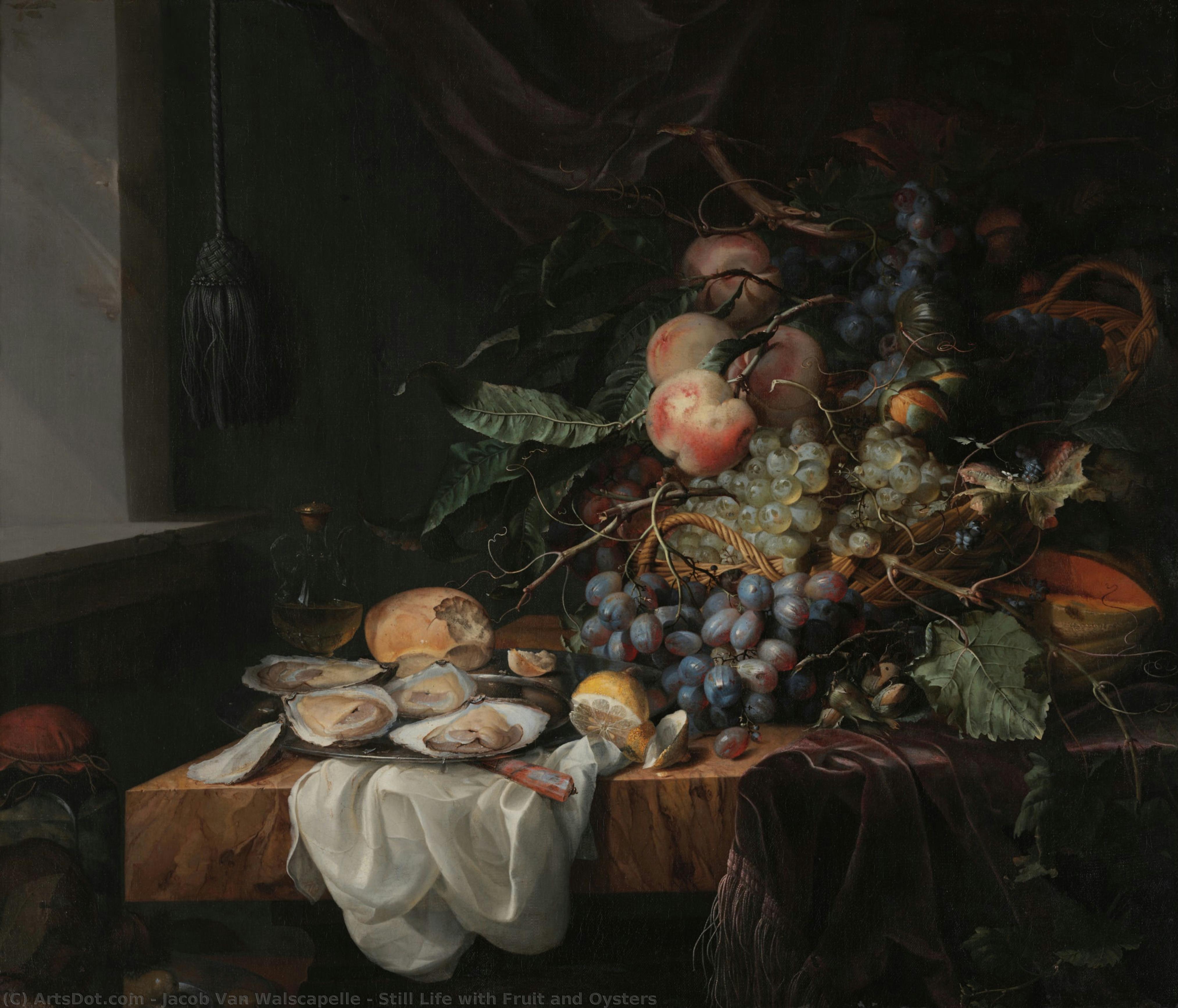 Still Life With Fruit And Oysters — Jacob Van Walscapelle